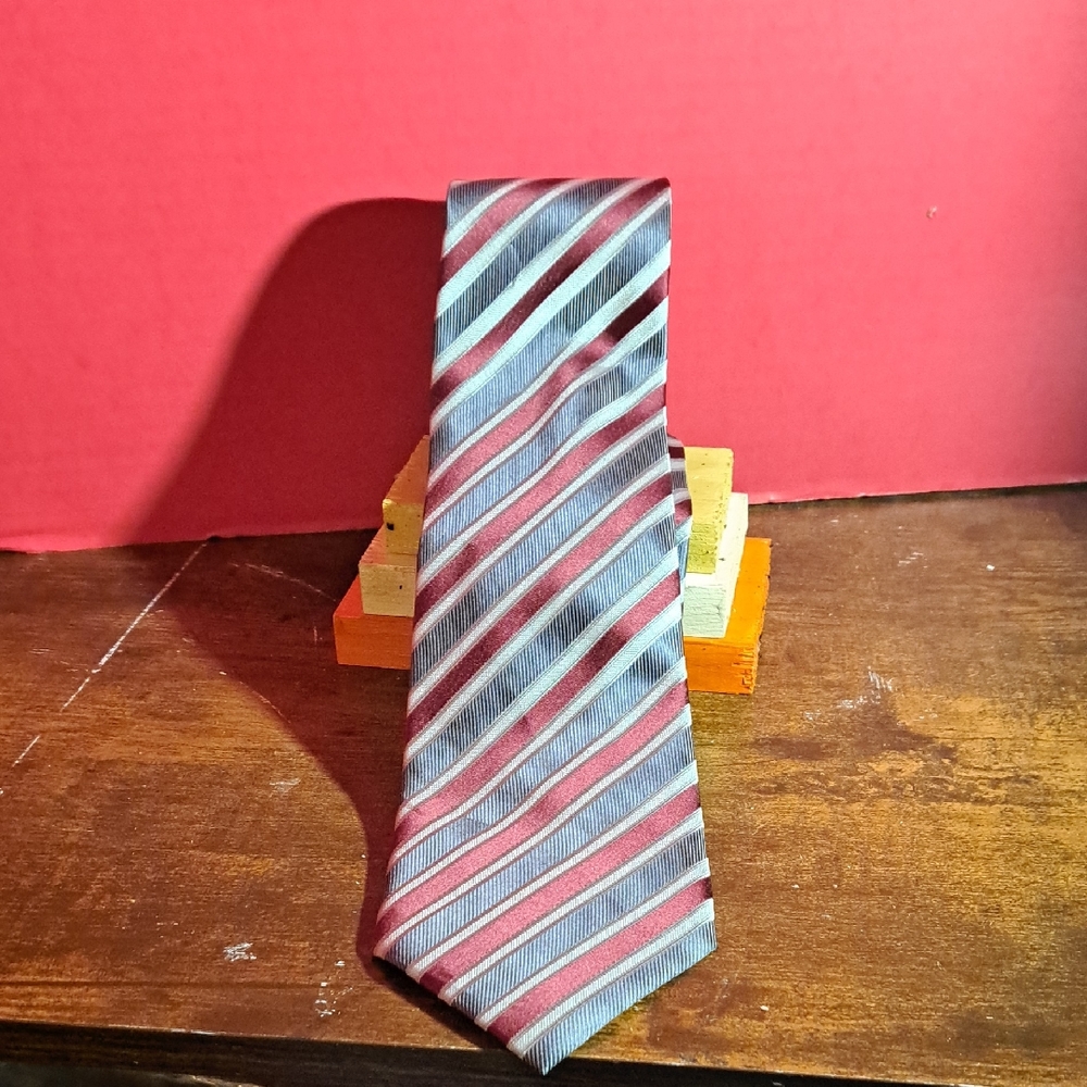 Van Heusen Classic Striped Tie in Gray and Burgundy